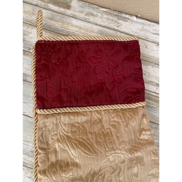 Rodeo Home Luxury Gold & Burgundy Brocade Christmas Stocking 21" Vintage 2000s - Picture 2 of 8